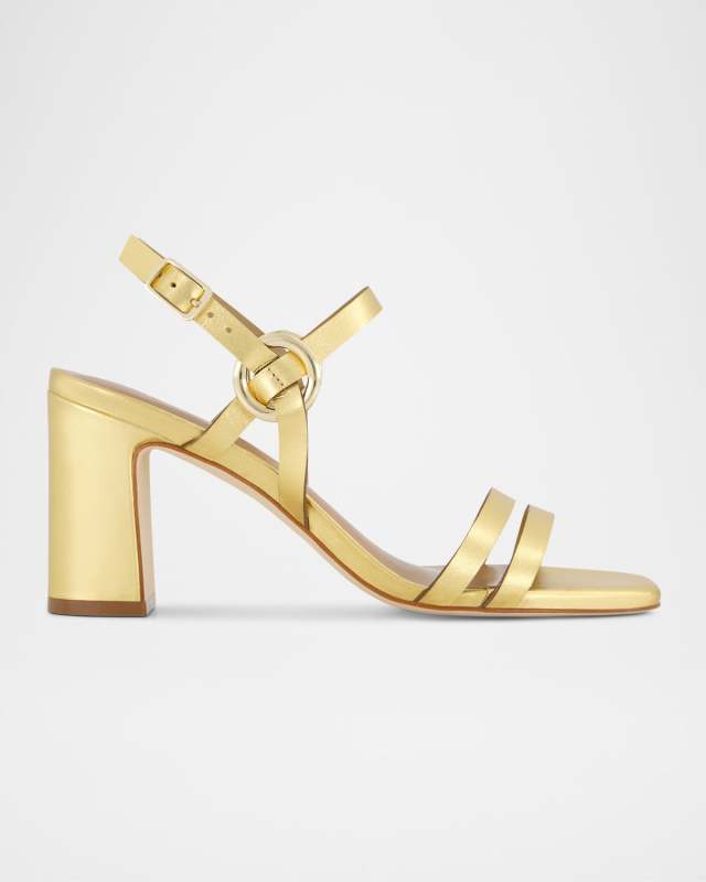 Irisa Metallic Leather Ankle-Strap Sandals